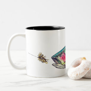 Regenbogenforelle-Fliegen-Fischen Zweifarbige Tasse