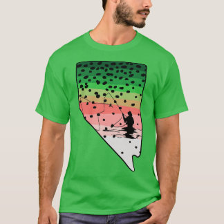 Regenbogenforelle Fliegenfisch Nevada Staat Karte  T-Shirt