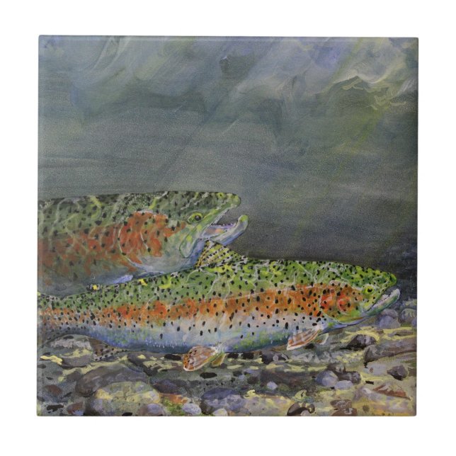 Regenbogenforelle Fliese (Vorderseite)
