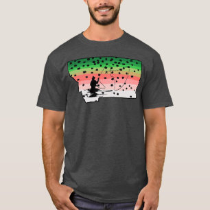 Regenbogenforelle Fly Fish Montana State Karte Fly T-Shirt