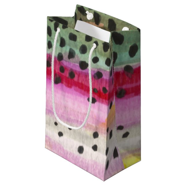 Regenbogenforelle Kleine Geschenktüte (Vorderseite Schrägansicht)