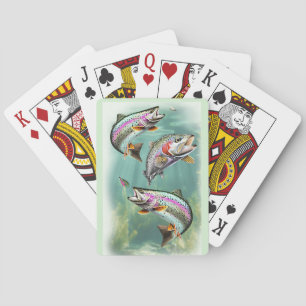 Regenbogenforelle Schwimmen Spielkarten