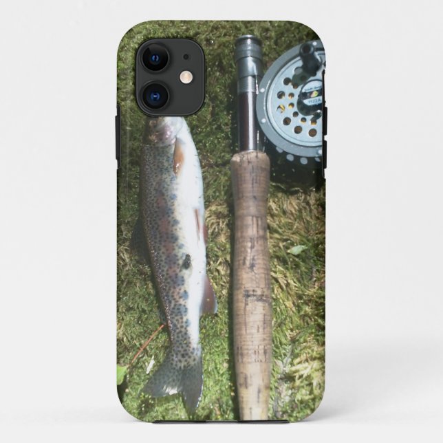 Regenbogenforelle und Fliegenfischer Case-Mate iPhone Hülle (Rückseite)
