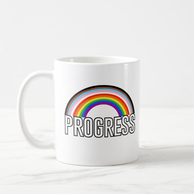 Regenbogenfortschrittsbogen Kaffeetasse (Links)