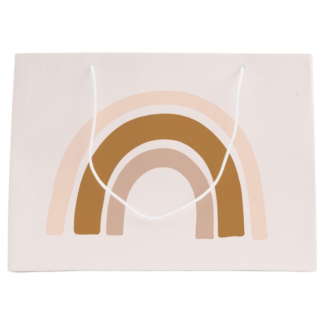 Regenbogengeschenk-Tasche in rosa Neutralen zum Ge Große Geschenktüte (Vorderseite)