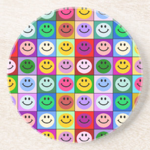 Regenbogengesichtsquadrate Getränkeuntersetzer