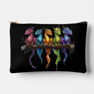 Regenbogengruppe von Baby-Drachen auf Schwarz Zubehörtasche