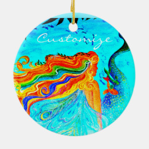 Regenbogenhaar Meerjungfrau Keramik Ornament