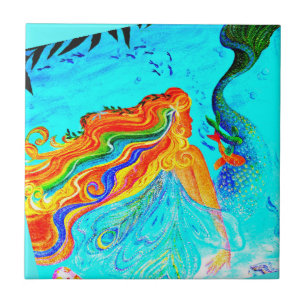 Regenbogenhaar meraid blau fliese