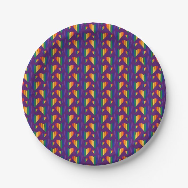 Regenbogenhalbmesser Pappteller (Vorderseite)