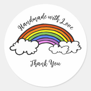 Regenbogenhandgefertigt mit Liebe Rundaufkleber Runder Aufkleber