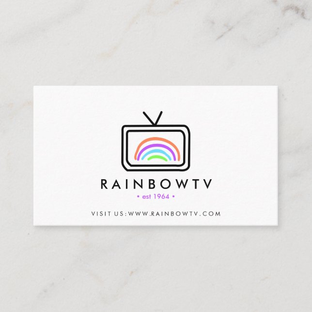 Regenbogenhandgezeichnete Fernsehmedien Visitenkarte (Vorderseite)