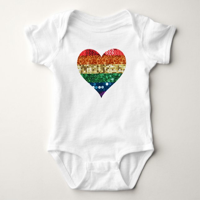 Regenbogenherz Baby Strampler (Vorderseite)