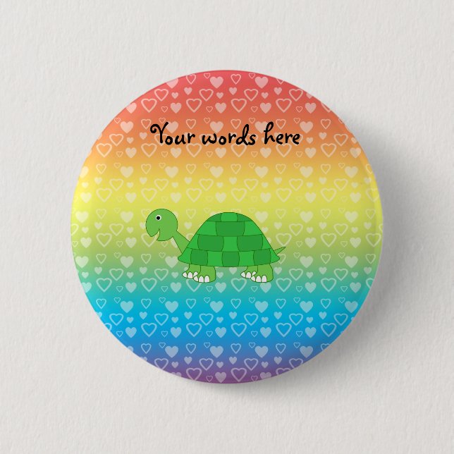 Regenbogenherz-Babyschildkröte Button (Vorderseite)