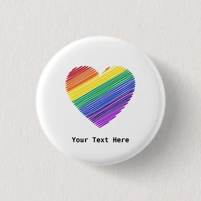 Regenbogenherz der Liebe Button (Vorderseite)