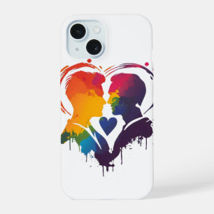 Regenbogenherz für schwules Paar iPhone 15 Hülle
