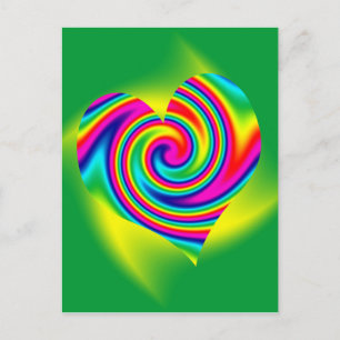 Regenbogenherz: Gelb grün Postkarte
