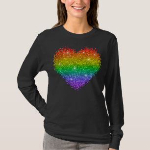 Regenbogenherz-Glitzer T-Shirt