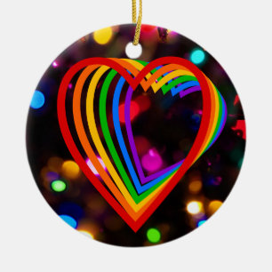 Regenbogenherz Keramik Ornament