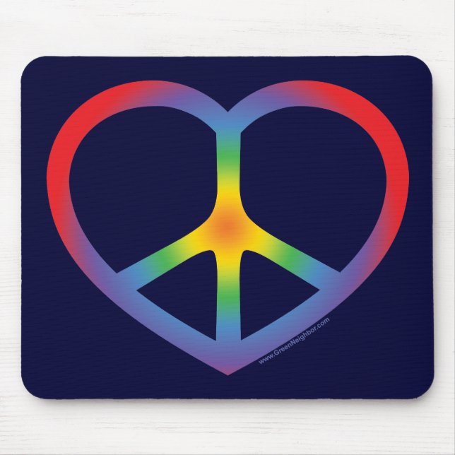 Regenbogenherz, Liebe, Friedenszeichen Mousepad (Vorne)