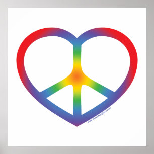 Regenbogenherz, Liebe, Friedenszeichen Poster