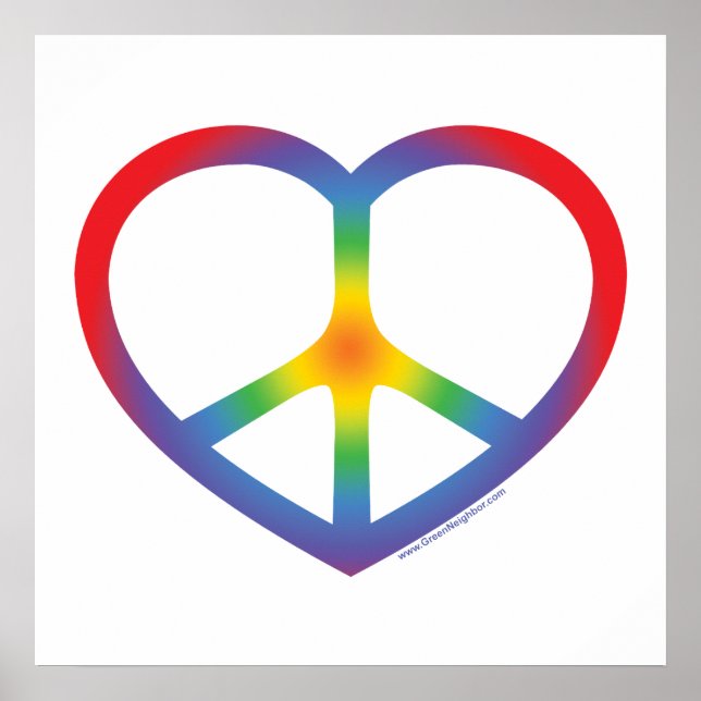 Regenbogenherz, Liebe, Friedenszeichen Poster (Vorne)