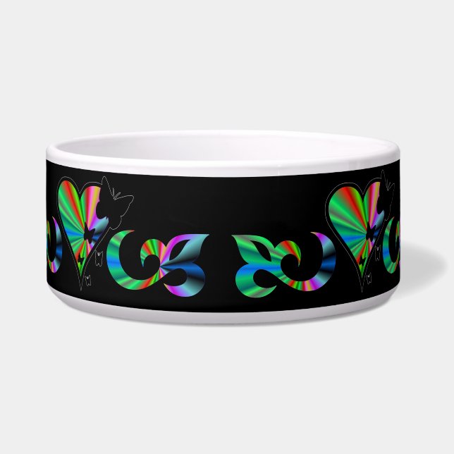 Regenbogenherz mit Lily und Schmetterling Napf (Vorderseite)