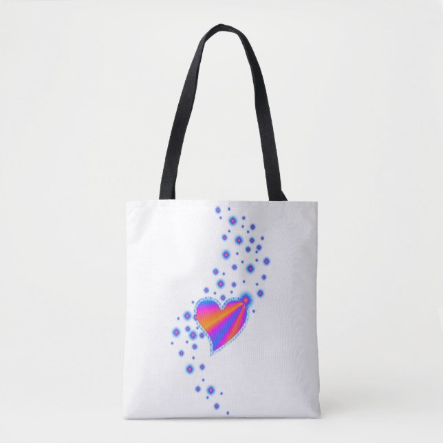 Regenbogenherz mit Sternen , blau-rot Tasche (Vorderseite)