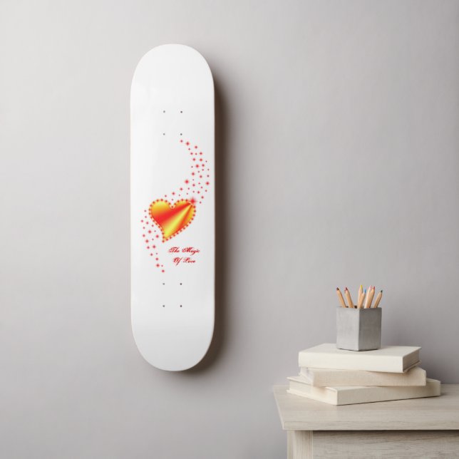 Regenbogenherz mit Sternen , Die Magie der Liebe Skateboard (Wandkunst)