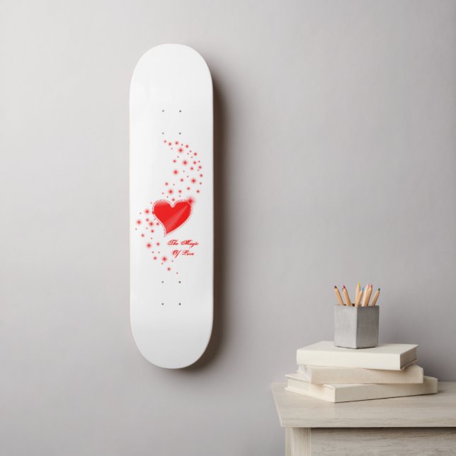 Regenbogenherz mit Sternen , Die Magie der Liebe Skateboard (Wandkunst)