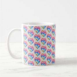 Regenbogenherz mit Tropfen, zeitgenössischer Kunst Kaffeetasse