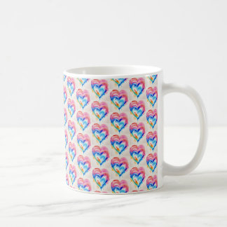 Regenbogenherz mit Tropfen, zeitgenössischer Kunst Kaffeetasse