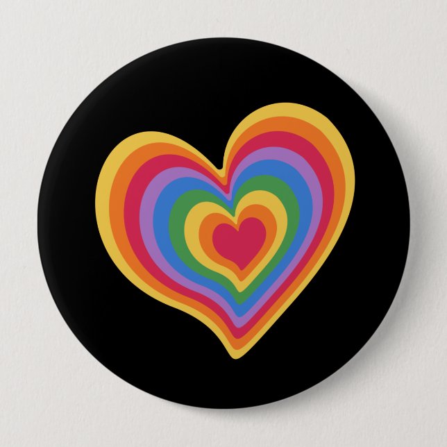 Regenbogenherz. Pride Gay Liebe Button (Vorderseite)