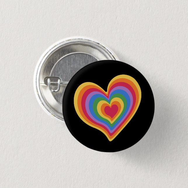 Regenbogenherz. Pride Gay Liebe Button (Vorne & Hinten)