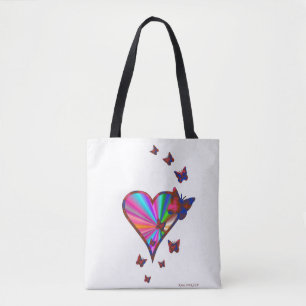 Regenbogenherz und Schmetterling Tasche