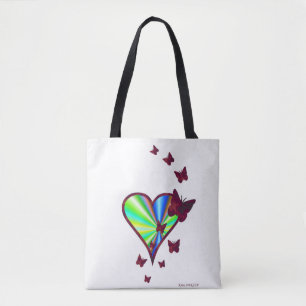 Regenbogenherz und Schmetterling Tasche