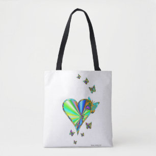 Regenbogenherz und Schmetterling Tasche