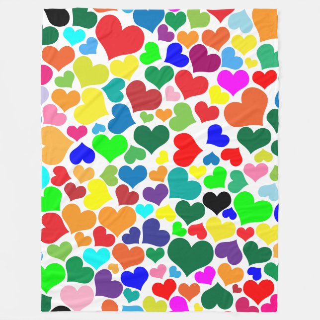 Regenbogenherzen-Decke Fleecedecke (Vorderseite)