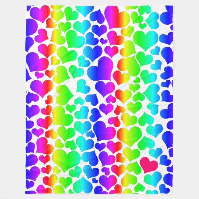 Regenbogenherzen Fleecedecke (Vorderseite)