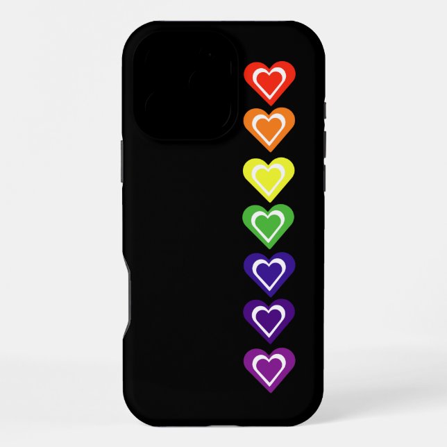 Regenbogenherzen iPhone 16 Pro Max Hülle (Rückseite)