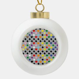 Regenbogenherzen Keramik Kugel-Ornament