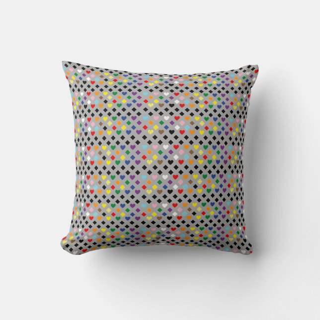 Regenbogenherzen Kissen (Vorderseite)