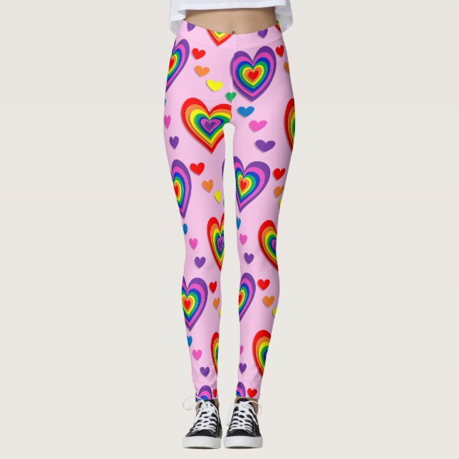 Regenbogenherzen Leggings (Vorderseite)