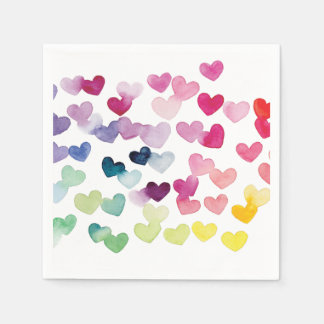 Regenbogenherzen Liebe Aquarellpapier Napkin Serviette
