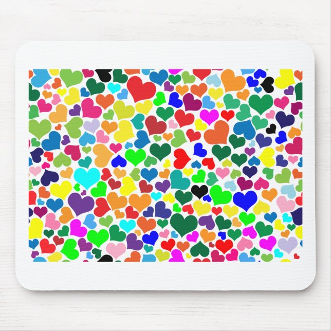 Regenbogenherzen Mousepad (Vorne)