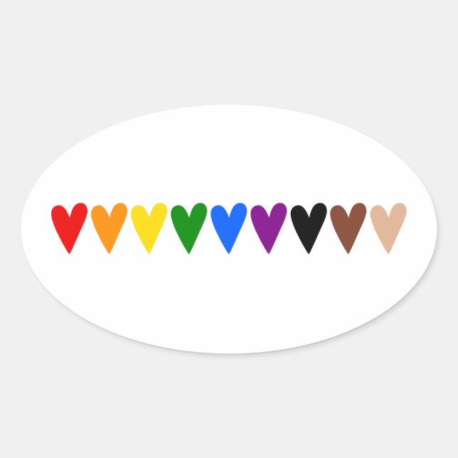 Regenbogenherzen, schwarze Leben sind wichtig Ovaler Aufkleber (Vorderseite)