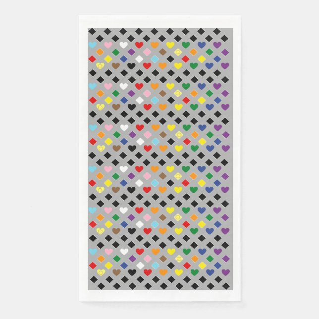 Regenbogenherzen Serviette (Vorderseite)