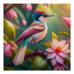 Regenbogenkamm Jay Fantasy-Vogel Poster