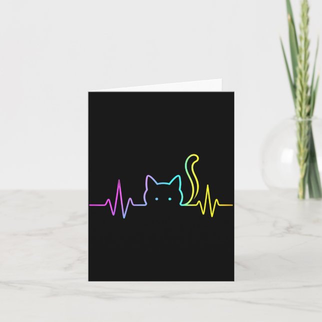 Regenbogenkatze Herzschlag  Karte (Vorderseite)