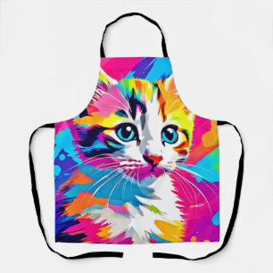 Regenbogenkatze: Lebendiges Porträt Schürze